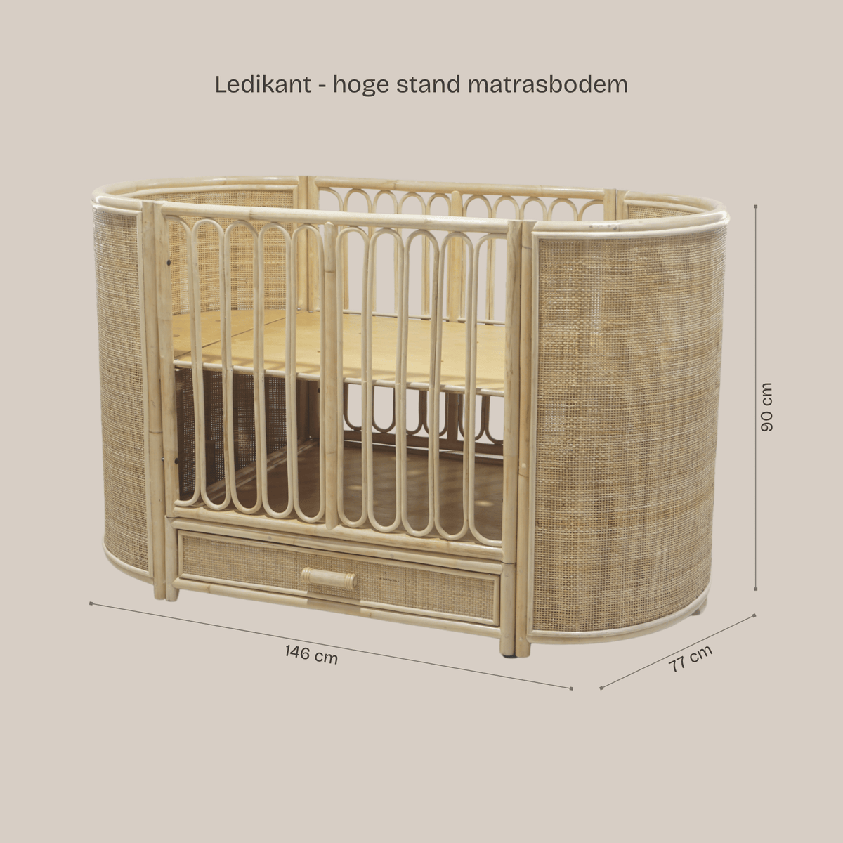 Meegroeibed rotan ovaal - Cosy - 70x140 cm
