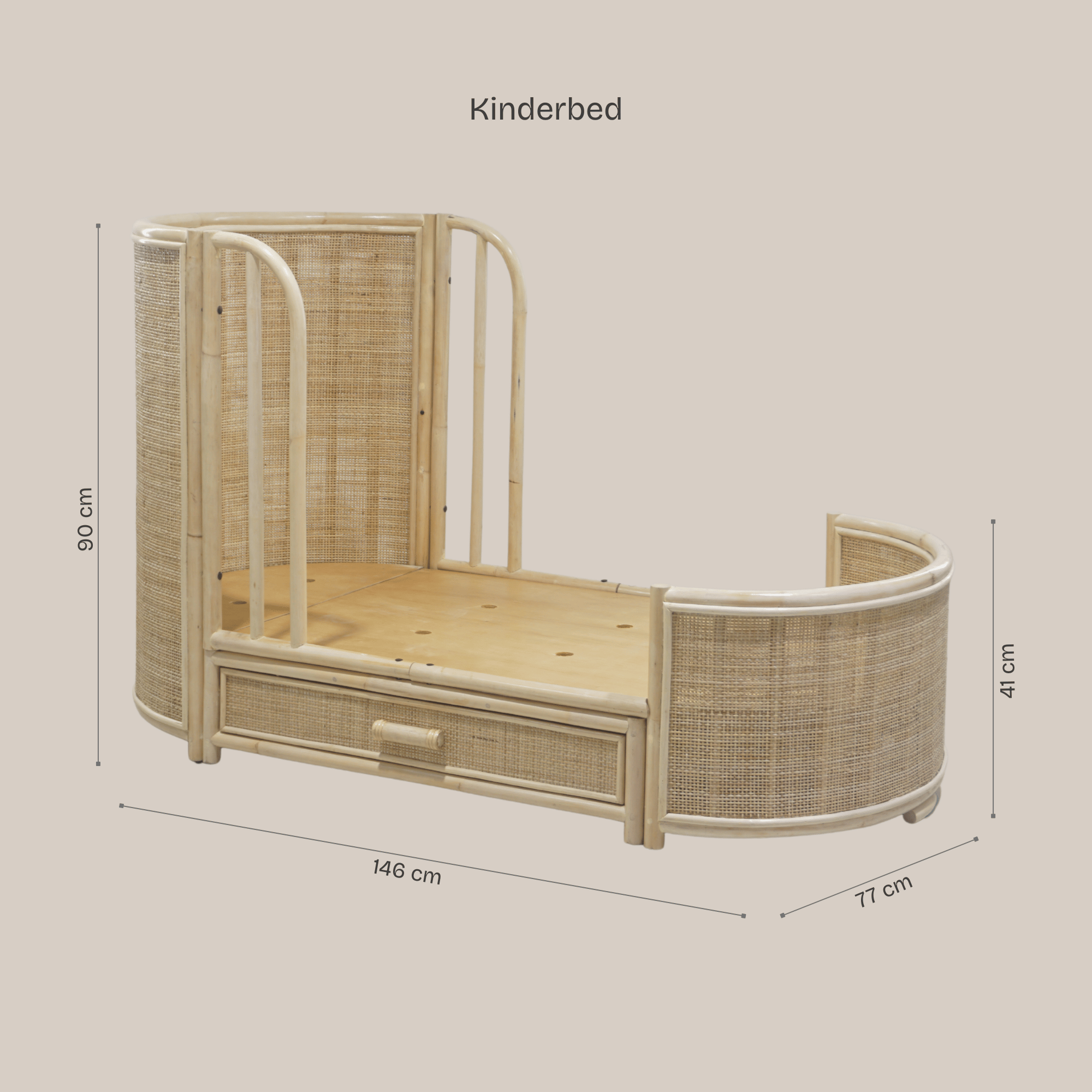 Meegroeibed rotan ovaal - Cosy - 70x140 cm