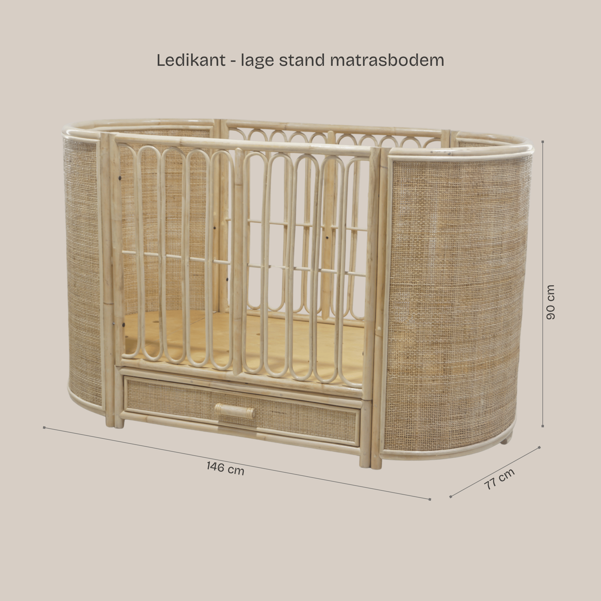 Meegroeibed rotan ovaal - Cosy - 70x140 cm
