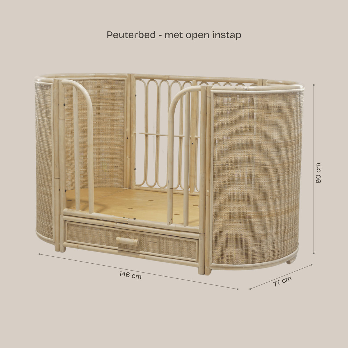 Meegroeibed rotan ovaal - Cosy - 70x140 cm