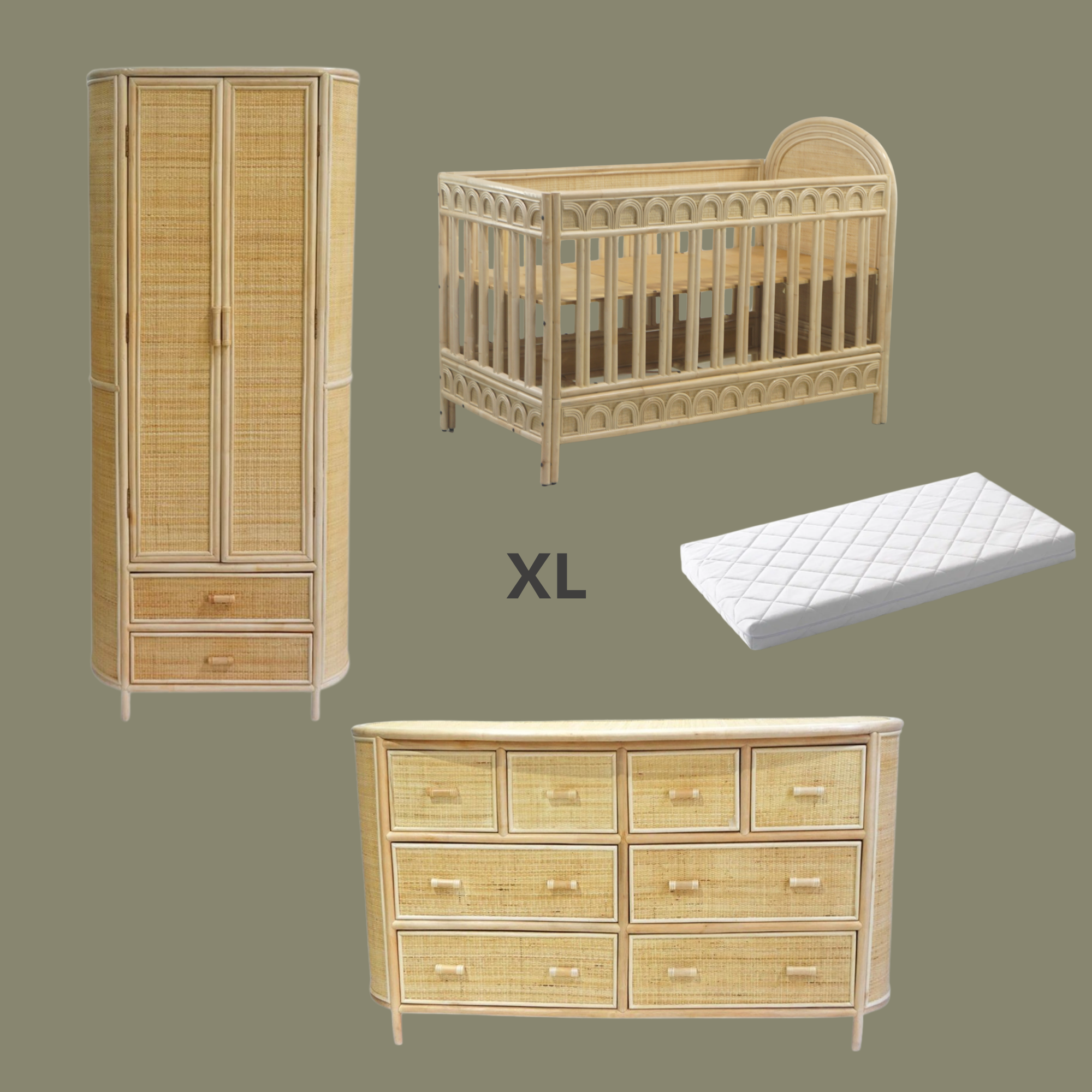 Bundel Rainbow XL - Meegroeibed, matras, commode XL, kledingkast