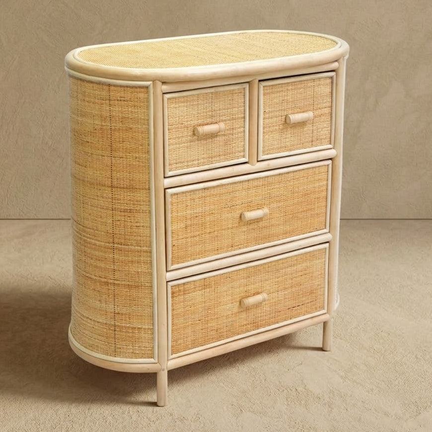 Commode rotan met 4 lades - Coco - 90x96x50 cm