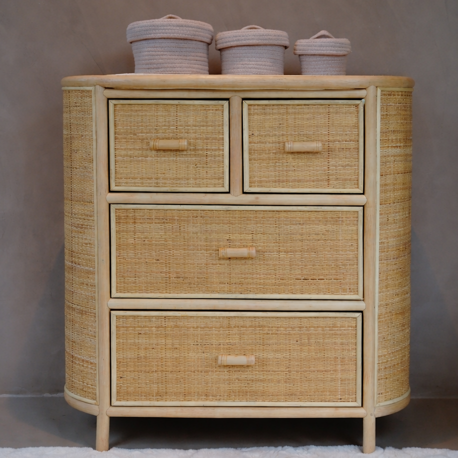 Commode rotan met 4 lades - Coco - 90x96x50 cm